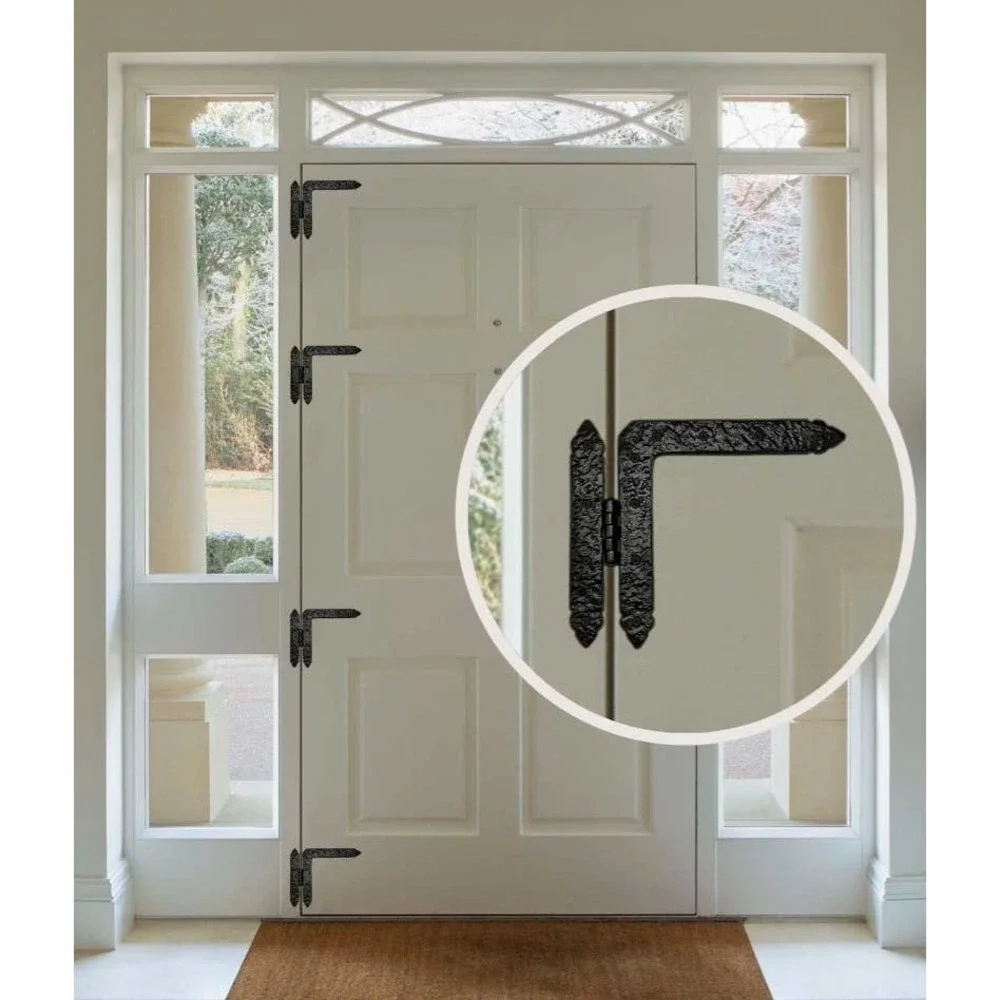 New in package Akatva Black Gate Door Cabinet Strap Hinge Set 2 pc. 7.008 inches